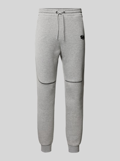 REVIEW Tapered Fit Sweatpants mit Label-Print Hellgrau Melange 1