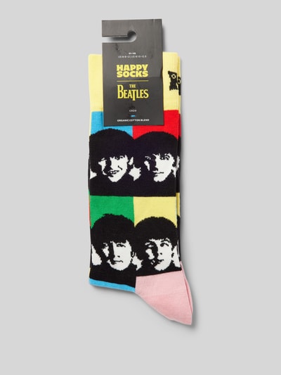 Happy Socks Sokken met labelstitching, model 'Beatles' Geel - 3