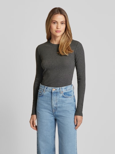 Samsøe Samsøe Bluzka z długim rękawem i okrągłym dekoltem model ‘ALEXA’ Ciemnoszary 4