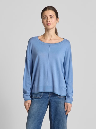 Liu Jo White Oversized Strickpullover mit Rundhalsausschnitt Hellblau 4