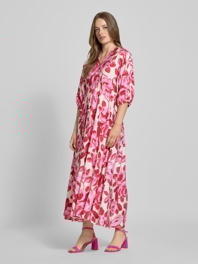 MSCH Copenhagen Maxikleid mit V-Ausschnitt Modell 'Edrina' Pink 1