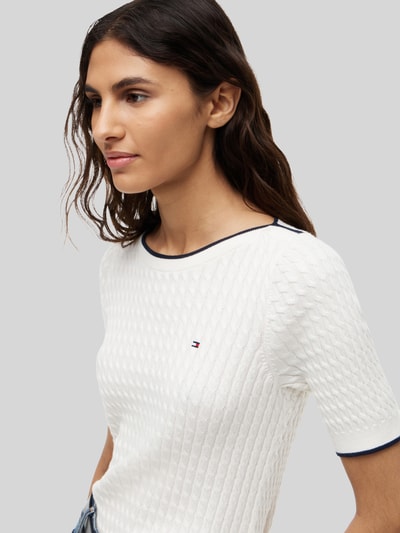 Tommy Hilfiger Regular Fit Pullover aus reiner Baumwolle mit kurzen Ärmeln Ecru 3