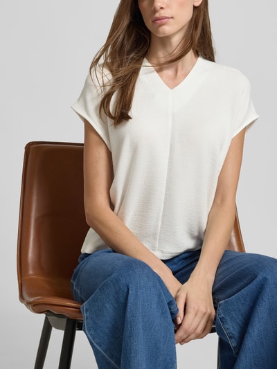 Someday T-shirt met kapmouwen en V-hals, model 'Kalani' Offwhite - 3