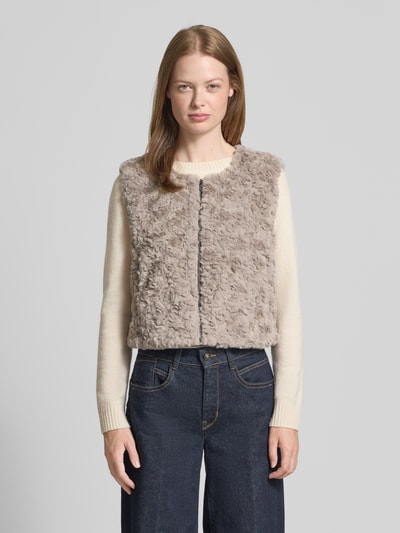 monari Kamizelka z futerka z zamkiem błyskawicznym Szarobrązowy 4