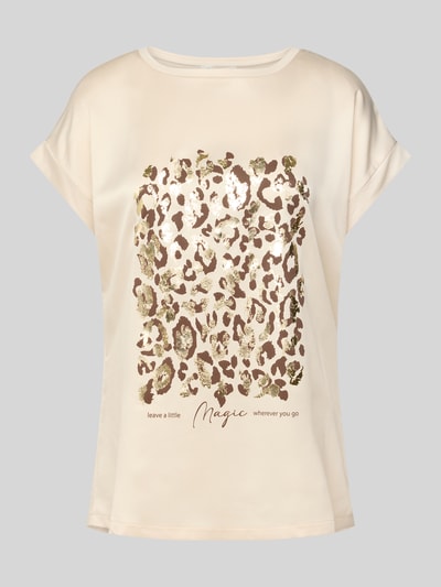 Christian Berg Woman T-shirt met geribde ronde hals Ecru - 2