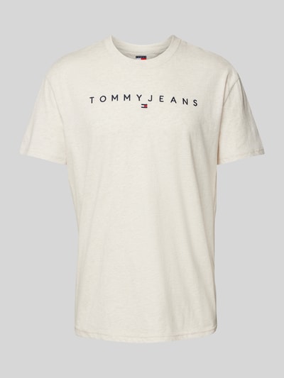 Tommy Jeans Regular fit T-shirt van puur katoen met labelstitching Offwhite gemêleerd - 2