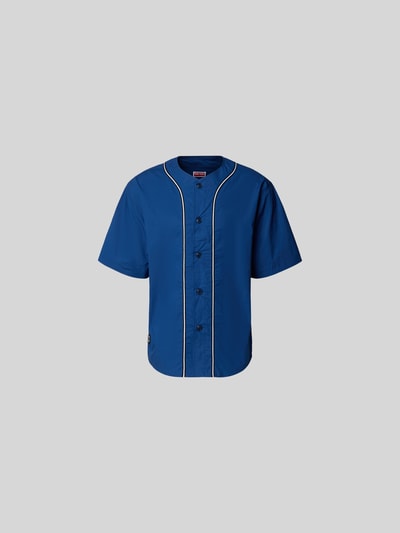 Produktfoto, Freizeithemd in kurzärmeligem Design von Kenzo in Blau mit weißen Paspeln, Knopfleiste, Rundhalsausschnitt, reine Baumwolle, Relaxed Fit