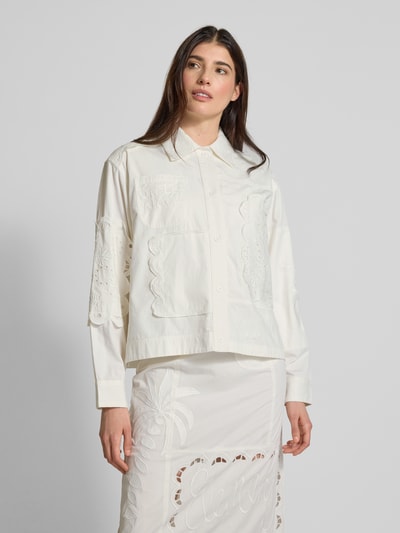Stella Nova Relaxed Fit Bluse mit Lochstickerei Modell 'Elements' Weiss 4