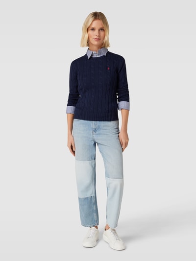 Polo Ralph Lauren Gebreide pullover met labelstitching, model 'JULIANNA' Marineblauw - 1