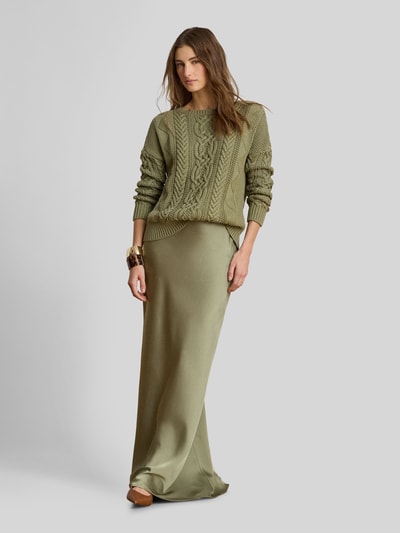 Lauren Ralph Lauren Vloeiende maxirok met elastische band Kaki - 1