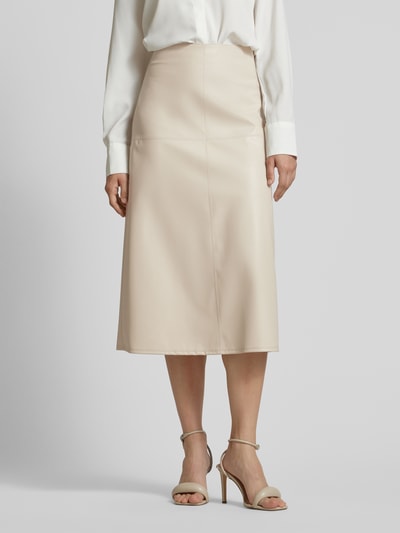 MaxMara Leisure Midirok in leerlook, model 'SCILLI' Beige - 4