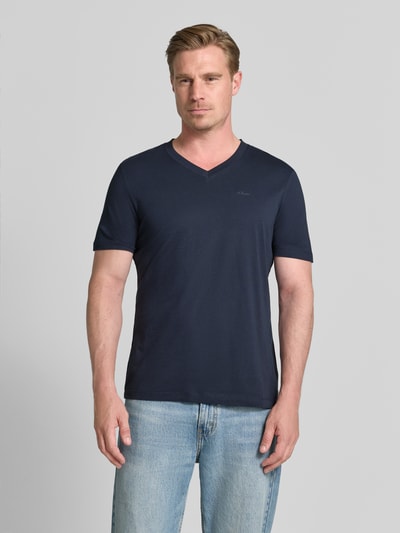 s.Oliver RED LABEL regular fit T-shirt van puur katoen Marineblauw - 4