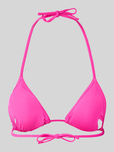 Produktfoto, Bikini-Oberteil mit Strasssteinbesatz Modell 'Violet' von Guess in Pink, Elastischer-Material-Mix, Logo-Detail, Damen, glatte Textur