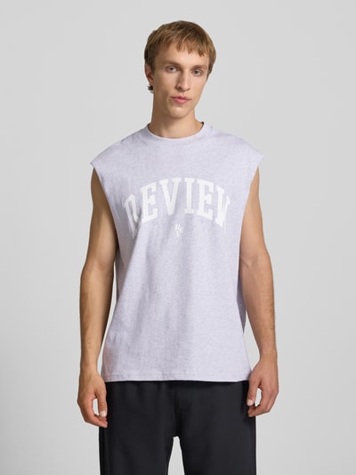 REVIEW Tanktop mit Logo-Print Hellgrau Melange 4