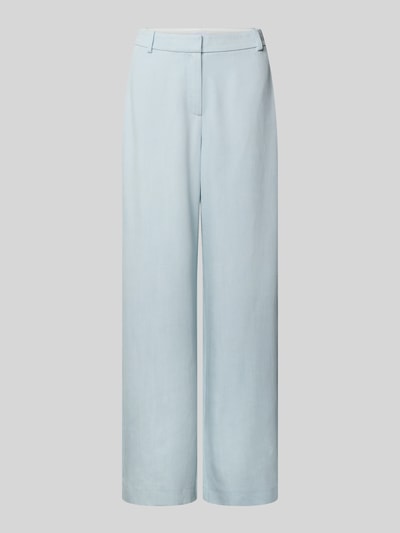 Productfoto, Wide Fit Anzughose aus reinem Lyocell van Jake*s Collection, dames pantalon in lichtblauw met achterzakken, haakjes- en ritssluiting, bandwijdte maat 38 42 cm, binnenbeenlengte 81 cm, gladde textuur