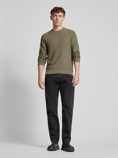 Jack & Jones Premium Strickpullover mit Strukturmuster Modell 'TRAVIS' Oliv 1