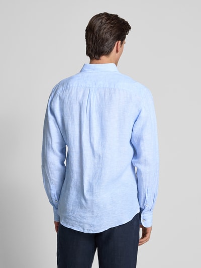 Fynch-Hatton Regular Fit Leinenhemd mit Button-Down-Kragen Hellblau 5