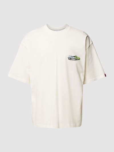 REVIEW T-shirt o kroju oversized z nadrukiem z logo Złamany biały 2