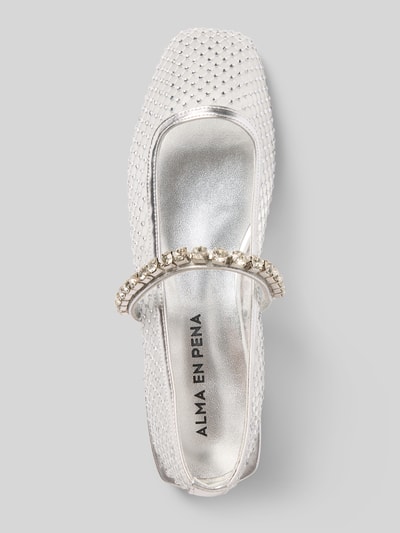 ALMA EN PENA Czółenka z obszyciem kamieniami stras Srebrny 3