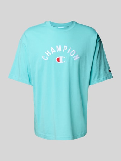 CHAMPION Relaxed fit T-shirt met labelstitching Aquablauw - 2