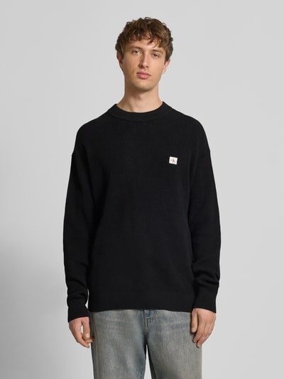 Calvin Klein Jeans Gebreide pullover met structuurmotief en ronde hals Zwart - 4