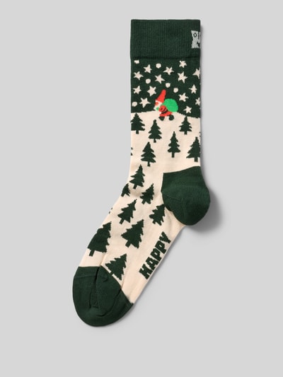 Happy Socks Socken mit Weihnachtsmotiv aus Baumwollmix Dunkelgruen 1