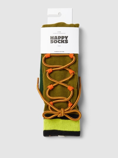 Happy Socks Sokken met vetersluiting, model 'Hiking Boot' Donkergroen - 3