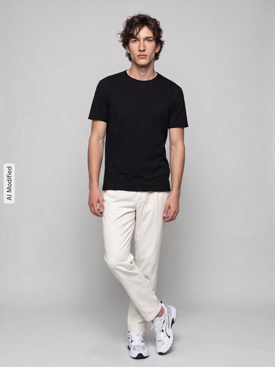 Strellson T-Shirt mit leicht abgerundetem Saum Black 1