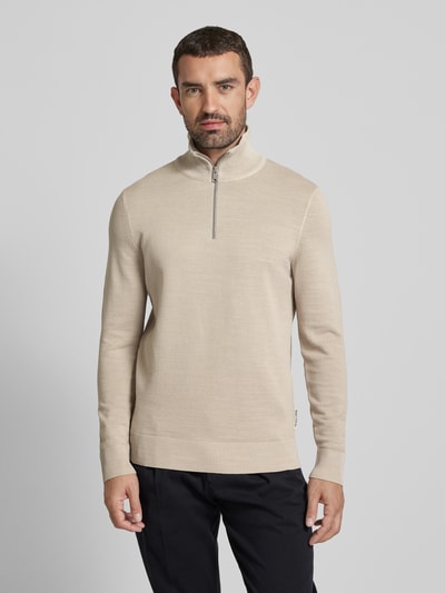 Marc O'Polo Regular Fit Troyer mit Ottoman-Struktur Offwhite 4