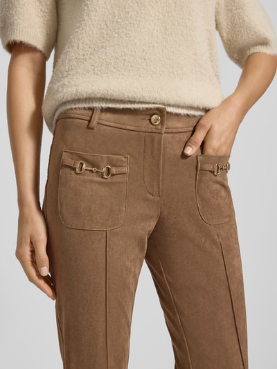 Cambio Spodnie z imitacji skóry model ‘FARAH PATACHED POCKET’ Camel 3