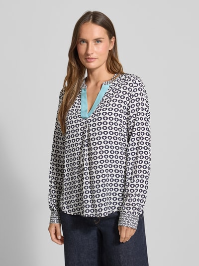 Emily Van den Bergh Blouseshirt van viscose met V-hals Donkerblauw - 4