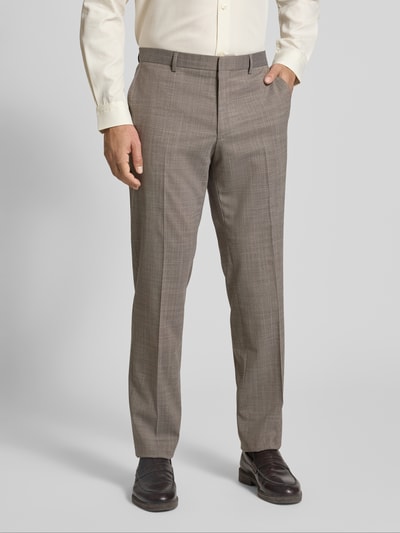 BOSS Regular fit pantalon in geweven look Beige - 4