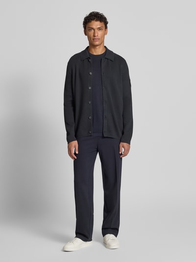 Marc O'Polo Regular fit gebreid jack van puur katoen - Marc O'Polo × DFB Travel Collection Donkerblauw - 1