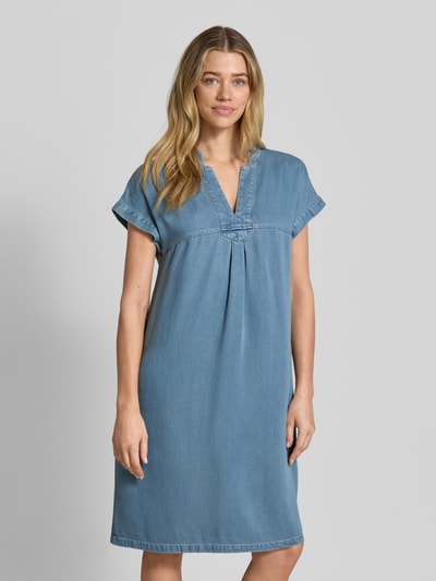 Oui Knie-lange denimjurk met tuniekkraag Jeansblauw - 4