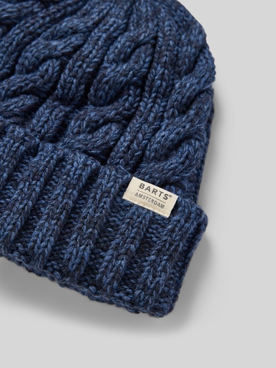 Barts Beanie met labeldetail, model 'Kaen' Marineblauw - 2