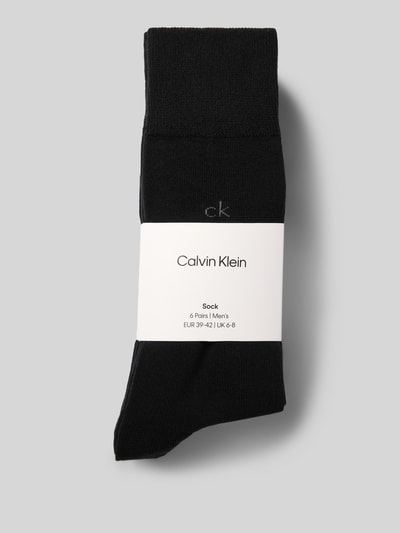 Productfoto, zwarte sokken uit katoenmix, set van 6, model 'SOCK 6P' van CK Calvin Klein, Heren sokken