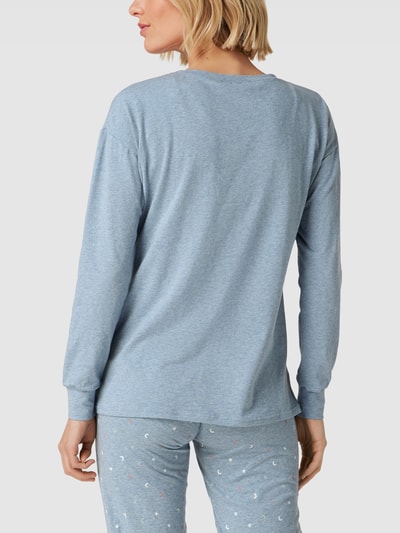 Skiny Shirt met lange mouwen en labelpatch, model 'Every Night' Blauw - 5