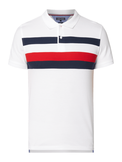 Tommy Hilfiger Slim Fit Poloshirt mit Kontraststreifen  Weiss 2