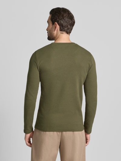 MCNEAL Shirt met lange mouwen, structuurmotief en ronde hals Kaki gemêleerd - 5