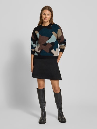 Tom Tailor Denim Regular Fit Strickpullover mit Allover-Muster Schoko 1