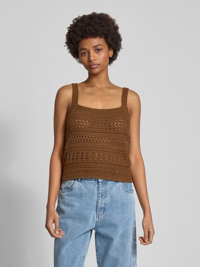 Marc O'Polo Denim Top met bandjes en ribboorden Middenbruin - 4