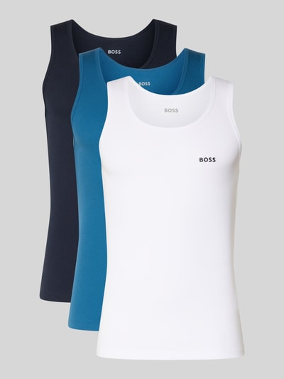 Produktfoto, Slim Fit Unterhemd aus reiner Baumwolle im 3er-Pack Modell 'ONE' von BOSS, Optik: Unifarben, Feinripp, Label-Applikation, U-Ausschnitt, breite Träger, Multipack: 3er-Pack.