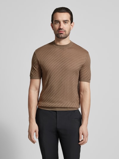 Emporio Armani Slim Fit T-Shirt mit Lyocell- und Woll-Anteil Hellbraun 4