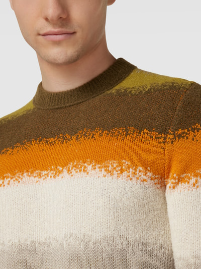 BOSS Orange Gebreide pullover met streepmotief, model 'KULTICO' Olijfgroen - 3