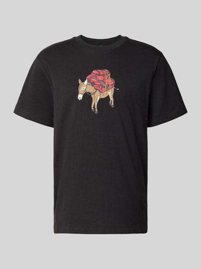 Productfoto, T-shirt met motiefprint model 'DONKEY TAXI' van The North Face in zwart, regular fit, katoen, ronde hals, motief aan de voorkant.