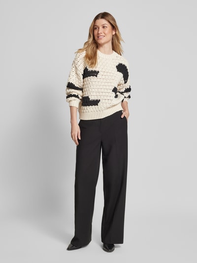 Jake*s Casual Gebreide pullover met ribboorden Ecru - 1