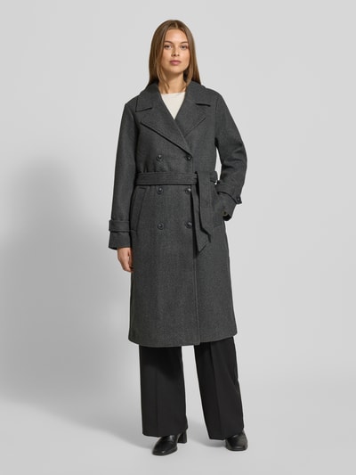 Vero Moda Trencz o kroju regular fit z kołnierzem z połami model ‘FORTUNEVEGA’ Antracytowy melanż 4