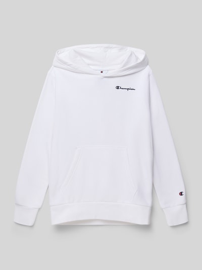 Produktfoto, Hoodie mit Label-Stitchings und Känguru-Tasche von CHAMPION aus weißem Baumwoll-Mix, Regular Fit, glatte Struktur