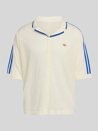 Produktfoto, Loose Fit Freizeithemd aus reiner Baumwolle von adidas Originals, unifarben, mit blauen Streifen und Logo-Applikation, reine Baumwolle