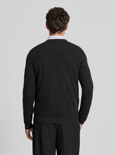 Christian Berg Men Kaschmirpullover mit gerippten Abschlüssen Anthrazit Melange 5